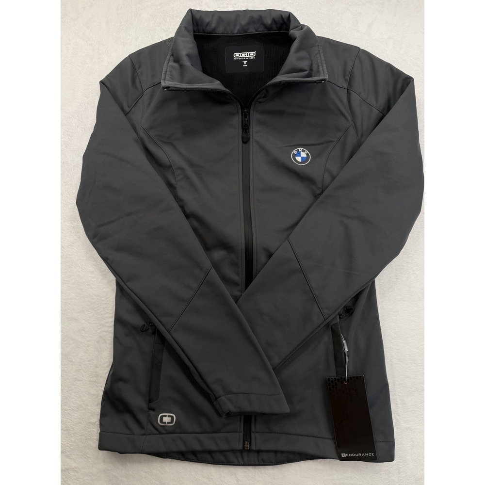 BMW Motorsport Jacket Womens Small Black Logo Full Zip Soft Shell OGIO NEW